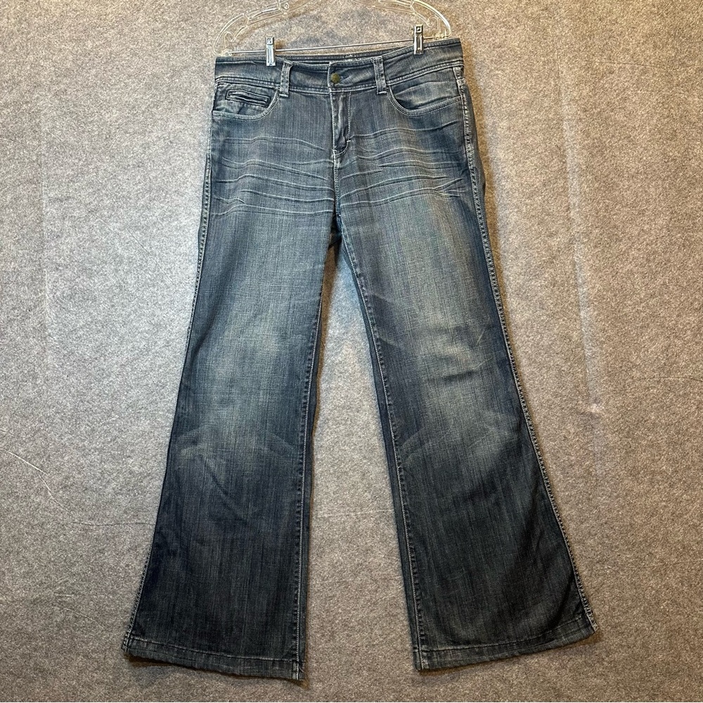May75 / 575 DENIM Womens Jeans Blue Black Distressed Wide Leg W32 RARE